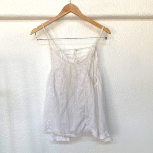 Free People White Gauze Swing Tank size small embroidered